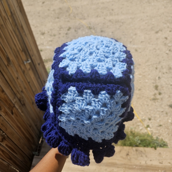 Handmade Blue Crochet Ruffle Hat - Picture 2 of 2